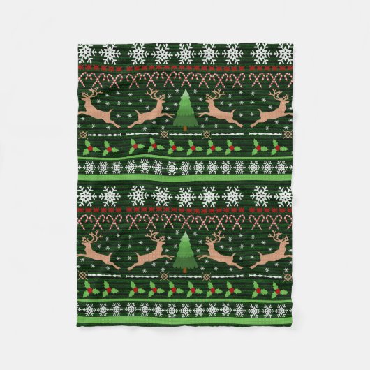 Spaß-Ren-Weihnachtsstrickjacke Fleecedecke (Vorderseite)