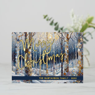 Spaß Retro Abstrakte Winter-Schneewunderland-Kunst Folien Feiertagskarte