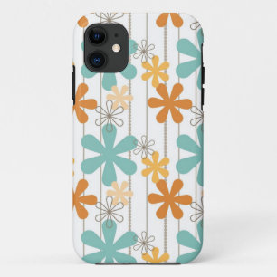 Spaß-Retro Blumenmuster-orange blaue Wand-Blumen Case-Mate iPhone Hülle