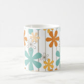 Spaß-Retro Blumenmuster-orange blaue Wand-Blumen Kaffeetasse (Mittel)