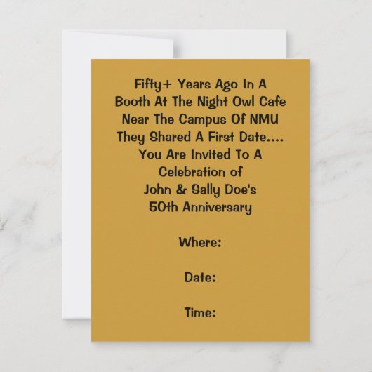 Spaß-Retro Datum in einer Einladung (Rückseite)