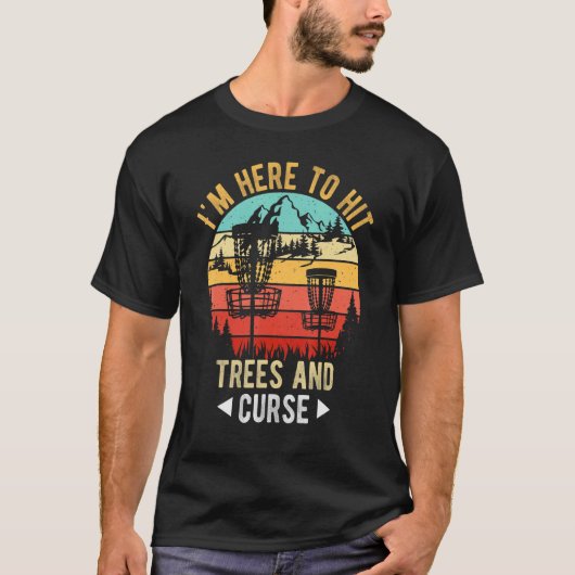 Spaß Retro Disk Golf Shirt bin ich hier, um Bäume (Vorderseite)