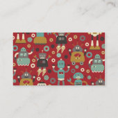 Spaß-Retro Roboter-illustriertes Muster (rot) Visitenkarte (Rückseite)