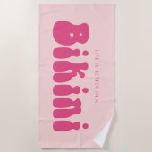 Spaß Retro Rosa Leben ist besser in einem Bikini S Strandtuch (Vorderseite)