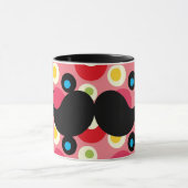 Spaß-Retro Schnurrbart auf 70er buntem Hintergrund Tasse (Zentrum)