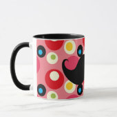 Spaß-Retro Schnurrbart auf 70er buntem Hintergrund Tasse (Links)