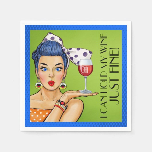 Spaß Retro Wein (Party) Cocktail Napkins Serviette (Vorderseite)