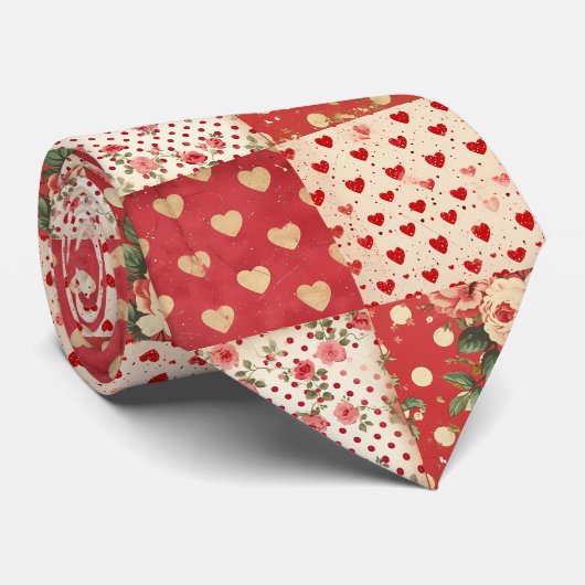 Spaß Romantisches Rotes Herz & Gepunktet Krawatte (Gerollt)