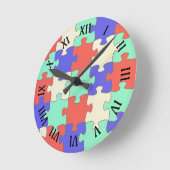 Spaß römische Zahlen, farbenfrohe Puzzleteile Runde Wanduhr (Winkel)