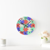 Spaß römische Zahlen, farbenfrohe Puzzleteile Runde Wanduhr (Zuhause)