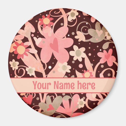 Spaß Rosa Blume Personalisiert Inspirivity Magnet (Vorne)