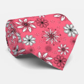 Spaß Rosa Daisy Blumenpfanne und Tinte Print Krawatte (Gerollt)