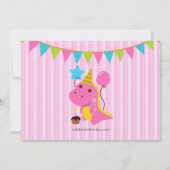 Spaß-rosa Dinosaurier-Geburtstags-Party Einladung (Rückseite)