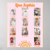 Spaß rosa Erstes Jahr Monatliche Fotos Poster (Vorne)