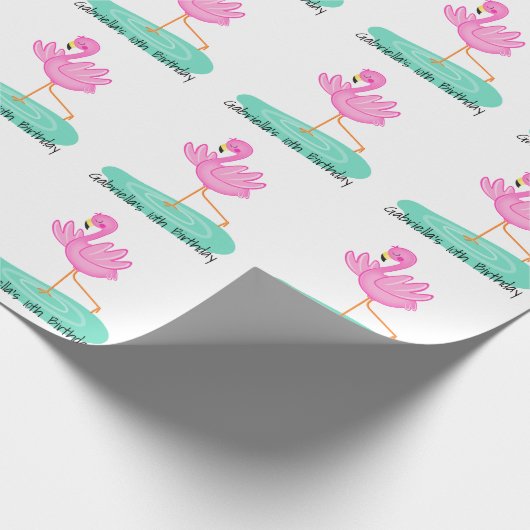 Spaß-rosa Flamingo-Geburtstag Geschenkpapier (Ecke)