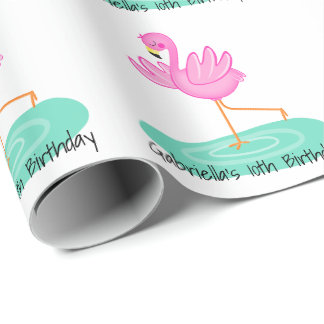 Spaß-rosa Flamingo-Geburtstag Geschenkpapier