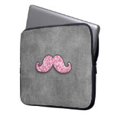 SPASS-ROSA GLITZER-SCHNURRBART-GRAU-TAFEL LAPTOPSCHUTZHÜLLE (Vorderseite Links)