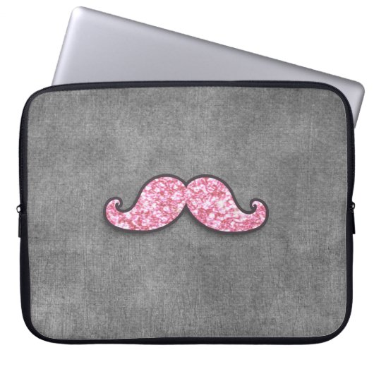 SPASS-ROSA GLITZER-SCHNURRBART-GRAU-TAFEL LAPTOPSCHUTZHÜLLE (Vorderseite)