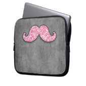 SPASS-ROSA GLITZER-SCHNURRBART-GRAU-TAFEL LAPTOPSCHUTZHÜLLE (Vorderseite Links)
