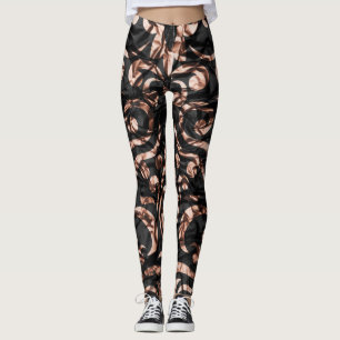 Spaß-rosa Gold und schwarzes modernes Leggings