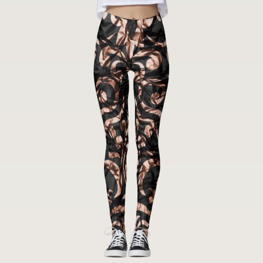 Spaß-rosa Gold und schwarzes modernes Leggings (Vorderseite)