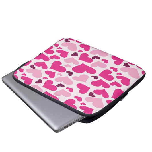 Spaß-rosa Herz-Muster-Laptop-Hülse Laptopschutzhülle (Vorne Knopf)