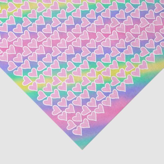 Spaß rosa Herzen auf Regenbogen Seidenpapier (Ausschnitt)
