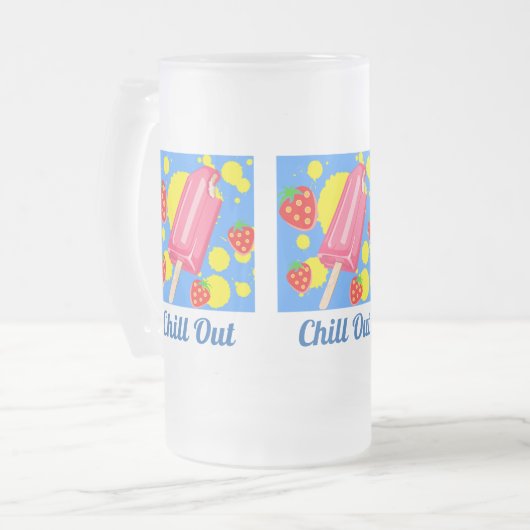 Spaß Rosa Popsikel und Erdbeeren Kill Out Mattglas Bierglas (Vorderseite Links)
