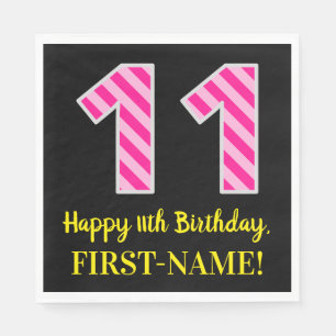 Spaß-rosa Streifen "11"; Glücklicher 11. Serviette