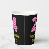 Spaß rosa Streifen "24": Glücklicher 24. Geburtsta Pappbecher (Rechts)