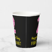 Spaß rosa Streifen "2": Glücklicher 2. Geburtstag Pappbecher (Rechts)