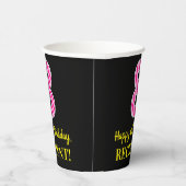 Spaß rosa Streifen "8": Glücklicher 8. Geburtstag  Pappbecher (Rechts)