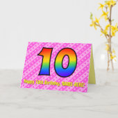 Spaß Rosa Streifen, Herz, Regenbogen # 10. Geburts Karte (Gelbe Blume)