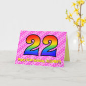 Spaß Rosa Streifen, Herz, Regenbogen # 22. Geburts Karte (Gelbe Blume)