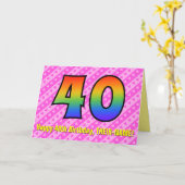 Spaß Rosa Streifen, Herz, Regenbogen # 40. Geburts Karte (Gelbe Blume)