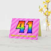 Spaß Rosa Streifen, Herz, Regenbogen # 41. Geburts Karte (Gelbe Blume)