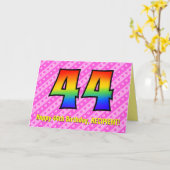 Spaß Rosa Streifen, Herz, Regenbogen # 44. Geburts Karte (Gelbe Blume)