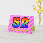 Spaß Rosa Streifen, Herz, Regenbogen # 52. Geburts Karte (Gelbe Blume)