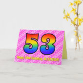Spaß Rosa Streifen, Herz, Regenbogen # 53. Geburts Karte (Gelbe Blume)