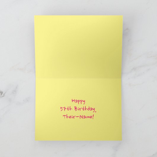 Spaß Rosa Streifen, Herz, Regenbogen # 57. Geburts Karte (Innenseite)