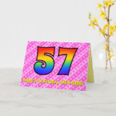 Spaß Rosa Streifen, Herz, Regenbogen # 57. Geburts Karte (Gelbe Blume)