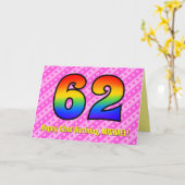 Spaß Rosa Streifen, Herz, Regenbogen # 62. Geburts Karte (Gelbe Blume)