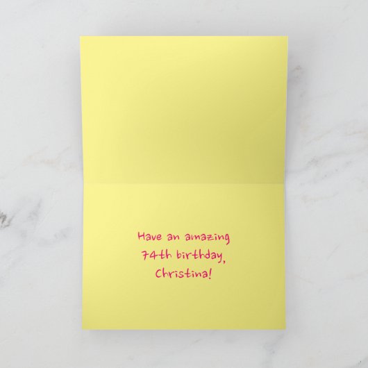 Spaß Rosa Streifen, Herz, Regenbogen # 74. Geburts Karte (Innenseite)