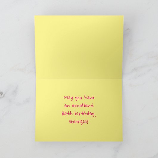 Spaß Rosa Streifen, Herz, Regenbogen # 80. Geburts Karte (Innenseite)