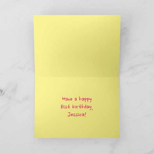 Spaß Rosa Streifen, Herz, Regenbogen # 81. Geburts Karte (Innenseite)