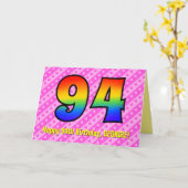 Spaß Rosa Streifen, Herz, Regenbogen # 94. Geburts Karte (Gelbe Blume)