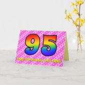 Spaß Rosa Streifen, Herz, Regenbogen # 95. Geburts Karte (Gelbe Blume)