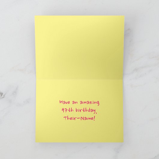 Spaß Rosa Streifen, Herz, Regenbogen # 97. Geburts Karte (Innenseite)