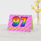 Spaß Rosa Streifen, Herz, Regenbogen # 97. Geburts Karte (Gelbe Blume)