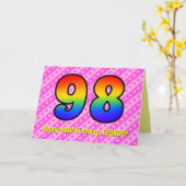 Spaß Rosa Streifen, Herz, Regenbogen # 98. Geburts Karte (Gelbe Blume)